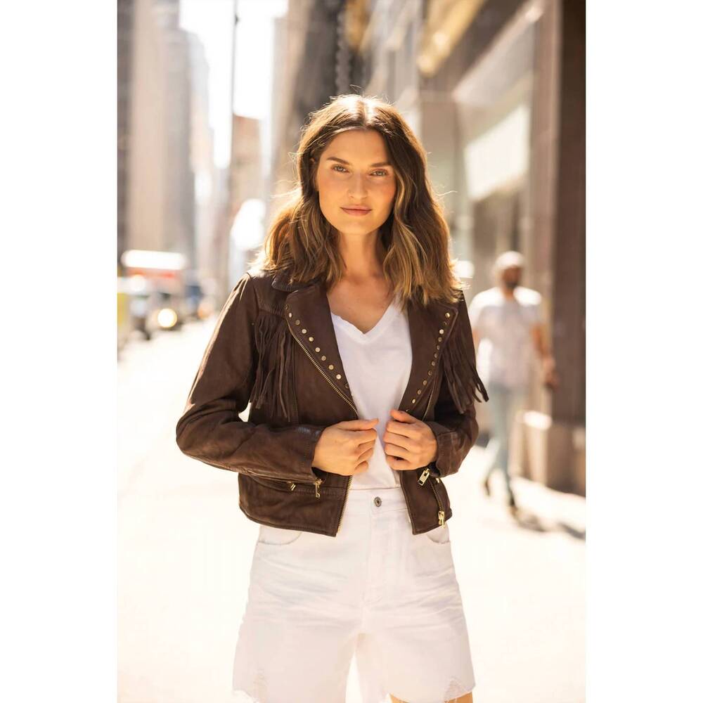 NEW MAURITIUS fanny leather jacket in dark brown